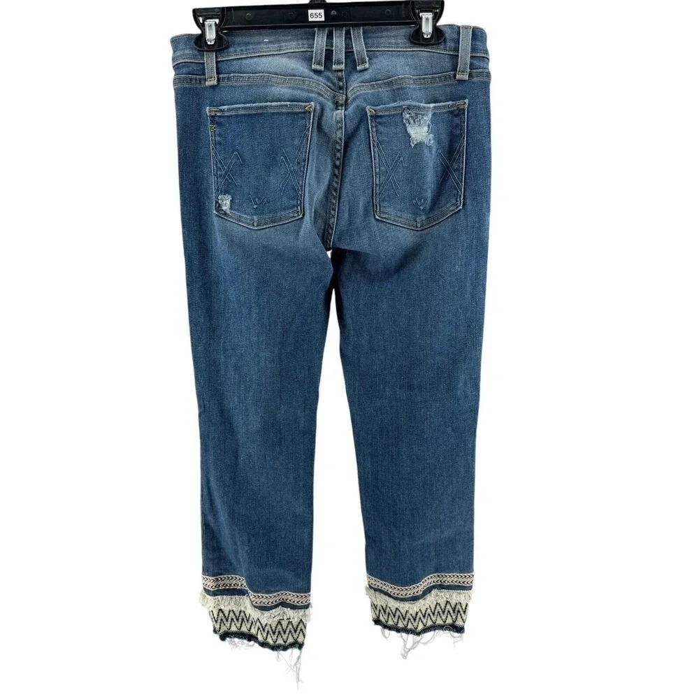 McGuire Women's Ambrosio Embroidered Boho Mid-Rise Cropped Bootcut Jeans Size 29